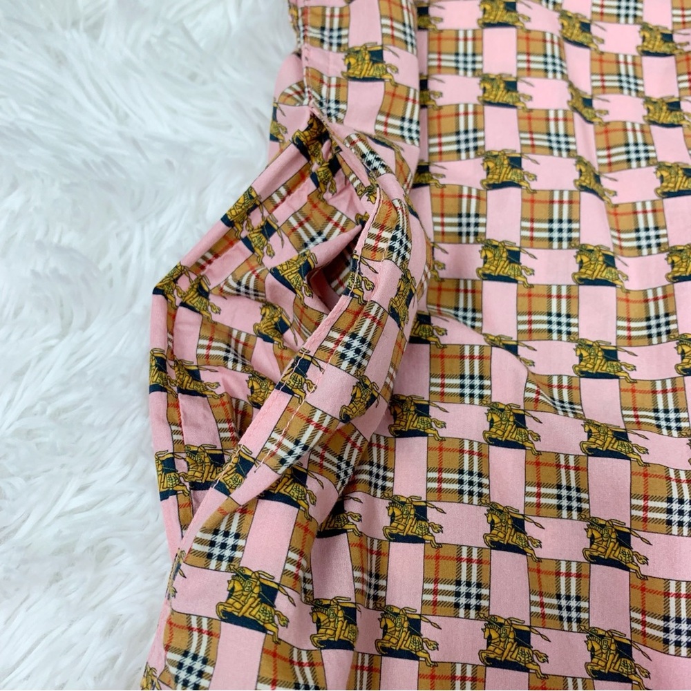 Burberry short sleeve checkered‎ shirt Dress tie waist front pockets - Picture 7 of 9